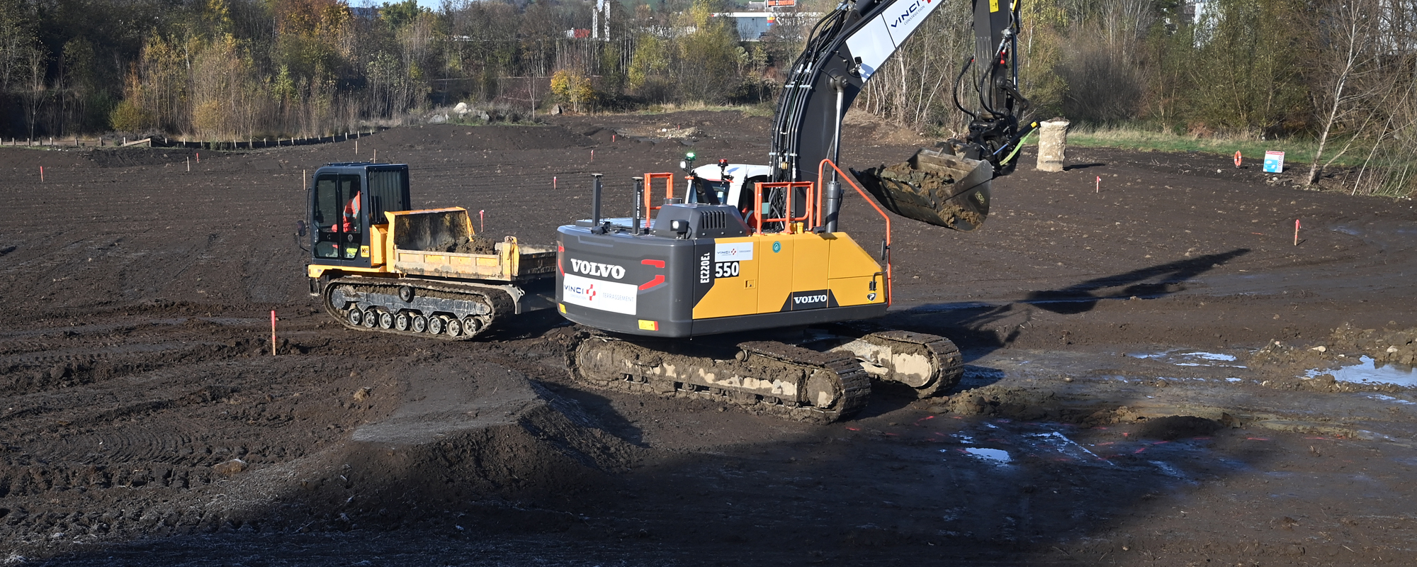 Amenagement d'une zone humide terrassement - travaux de compensation