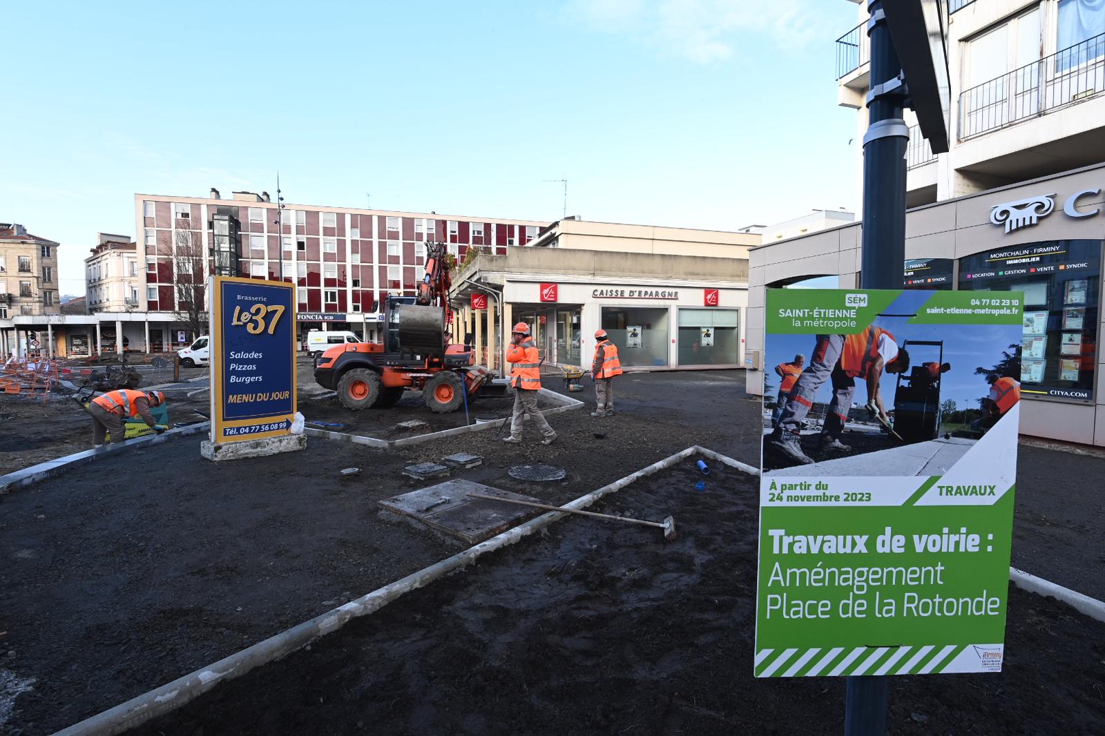 Travaux Place de la Rotonde à Firminy