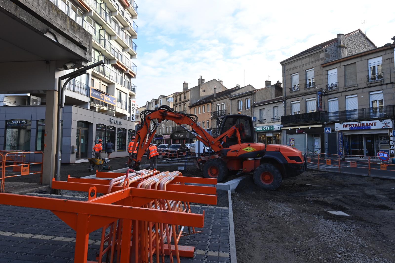 Travaux Place de la Rotonde à Firminy