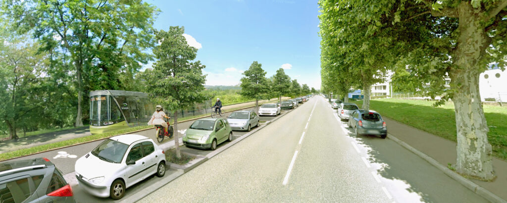 Avenue Pierre Mendez France - après la création d'une piste cyclable
