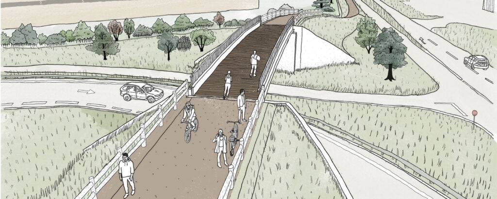 Esquisse de la future passerelle d'Andrézieux-Bouthéon