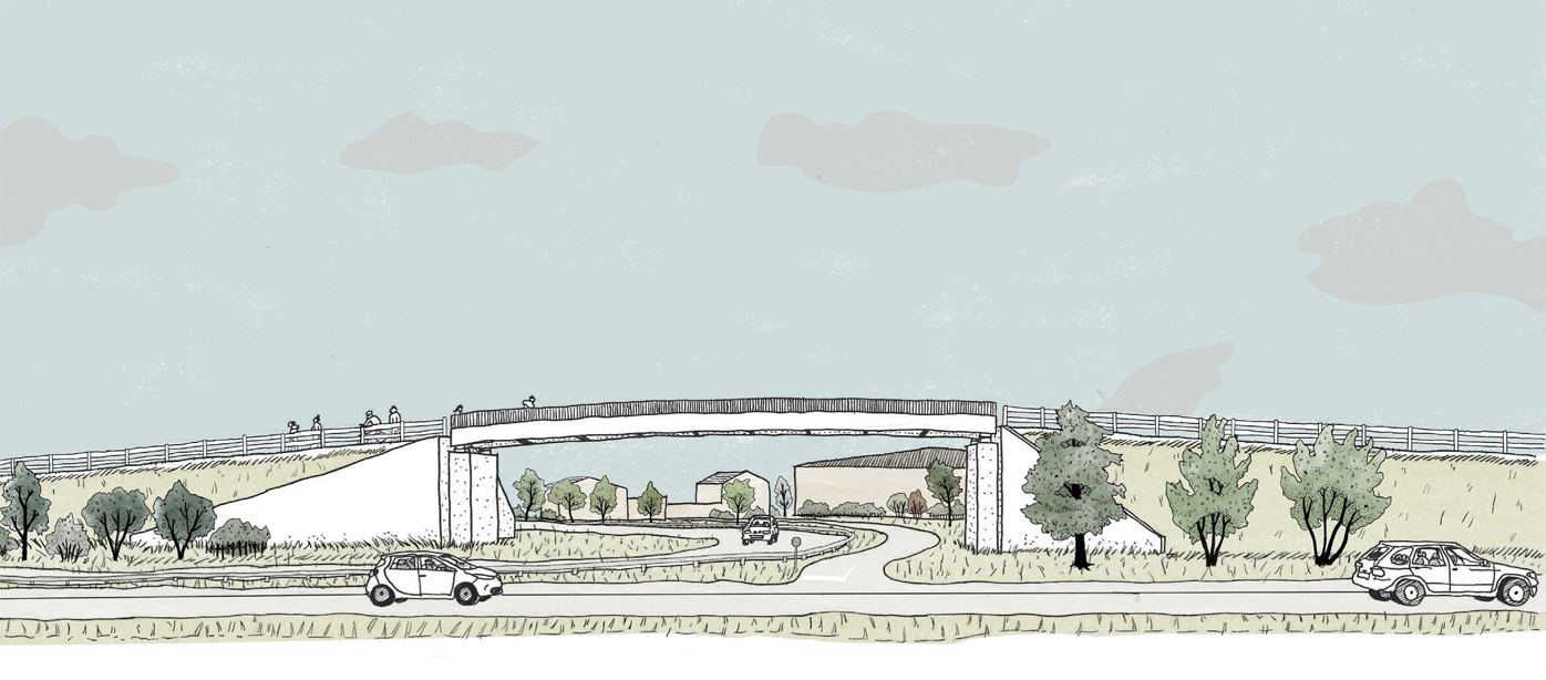 Esquisse de la future passerelle d'Andrézieux-Bouthéon