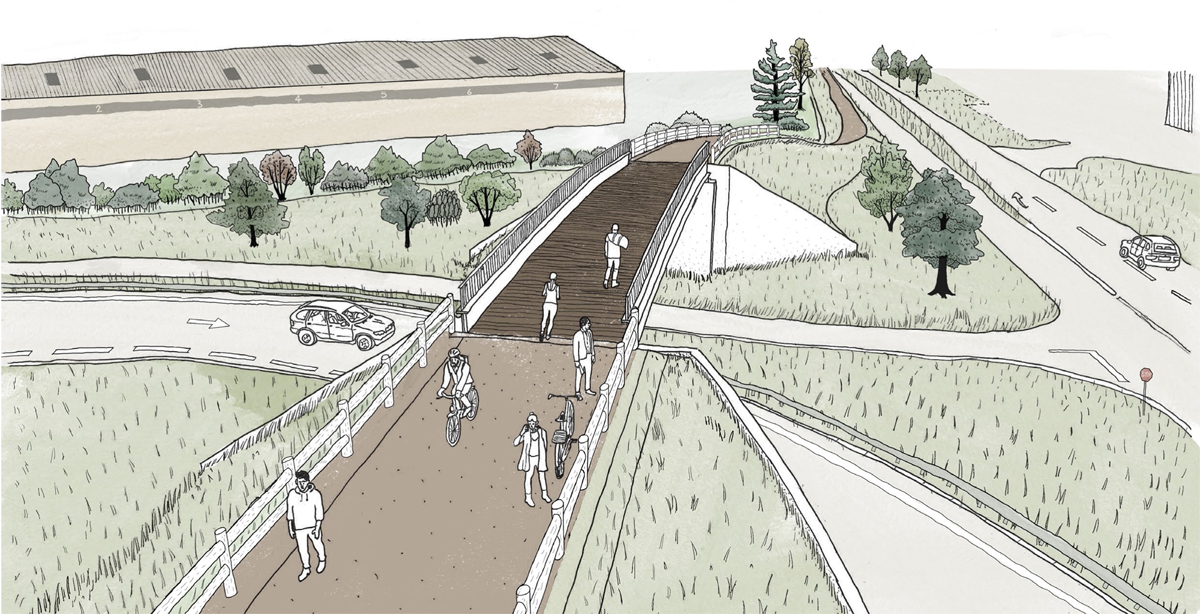 Esquisse de la future passerelle d'Andrézieux-Bouthéon