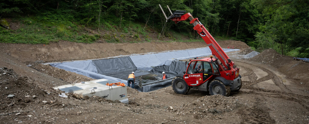 Travaux station d'épuration à Sainte-Croix-en-Jarez