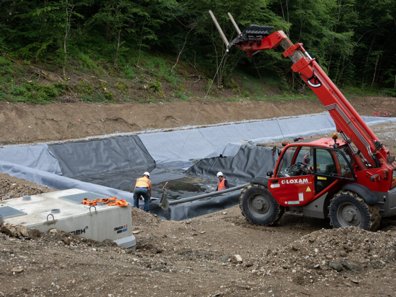 Travaux station d'épuration à Sainte-Croix-en-Jarez