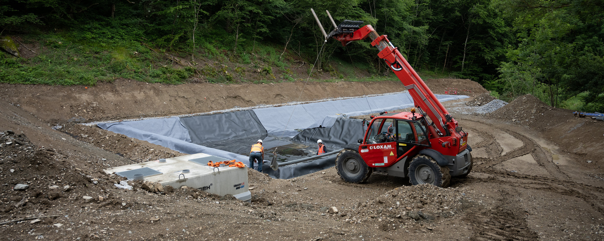 Travaux station d'épuration à Sainte-Croix-en-Jarez