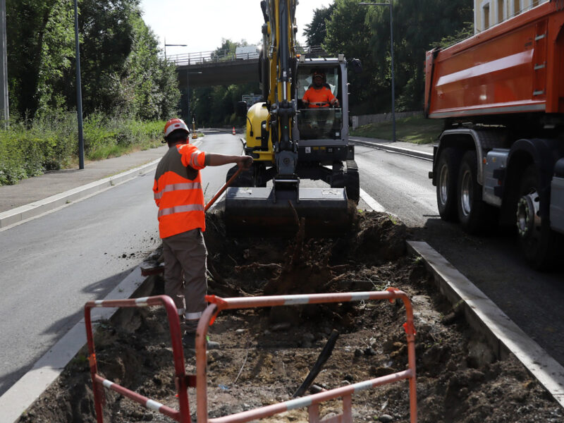 Travaux de création d'une piste cyclable - La Ricamarie