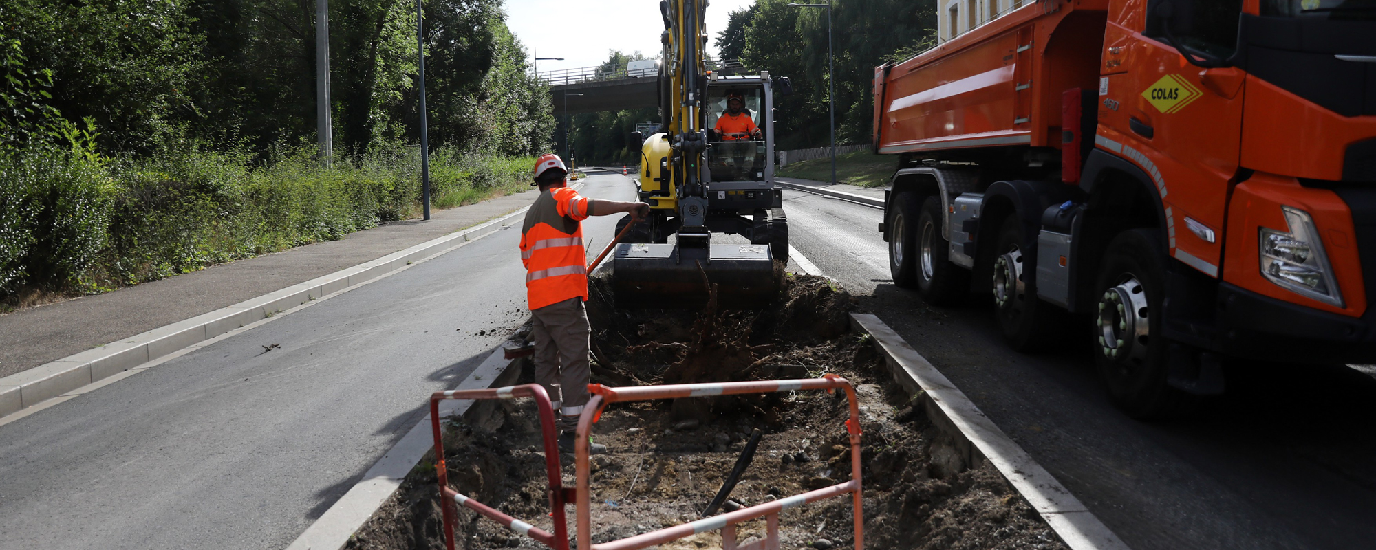 Travaux de création d'une piste cyclable - La Ricamarie