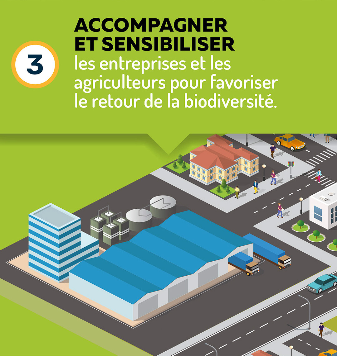 Accompagner et sensibiliser les entreprises et les agriculteurs pour favoriser le retour de la biodiversité