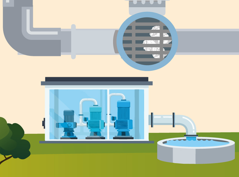Lingettes qui bouchent les grilles et les pompes stations d'épuration