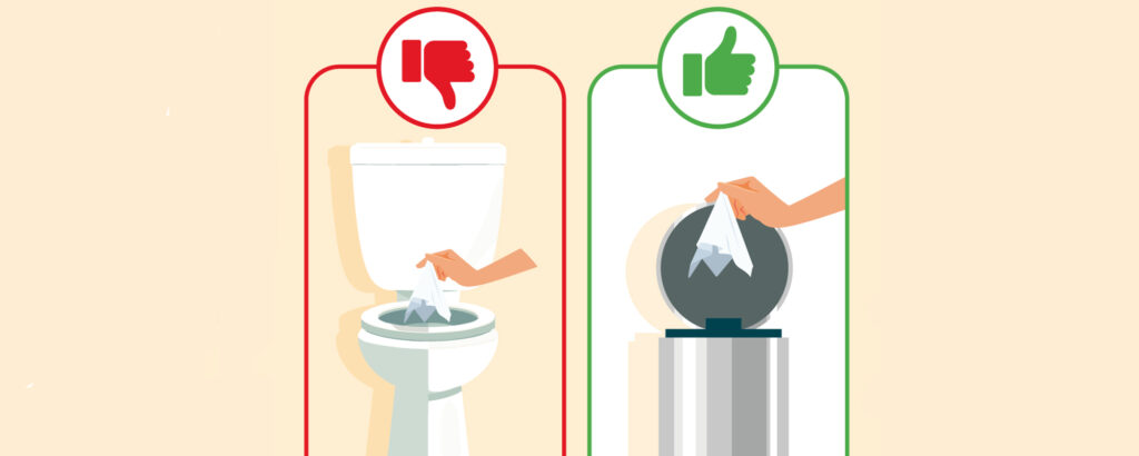 Lingettes à jeter dans la poubelle