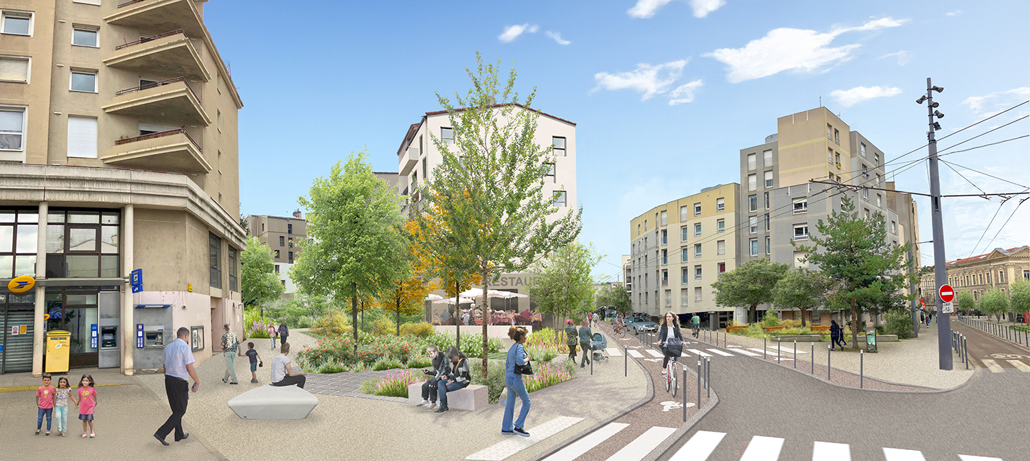 Perspective de la place Roannelle après travaux